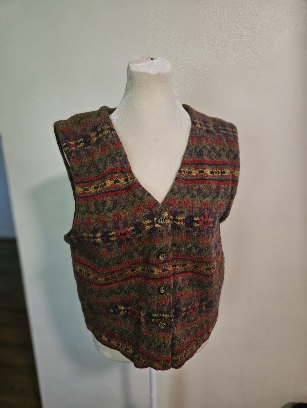 Eclectic Grandpa Vintage Liz Claiborne Wool Women's Vest Memdium - Picture 1 of 4